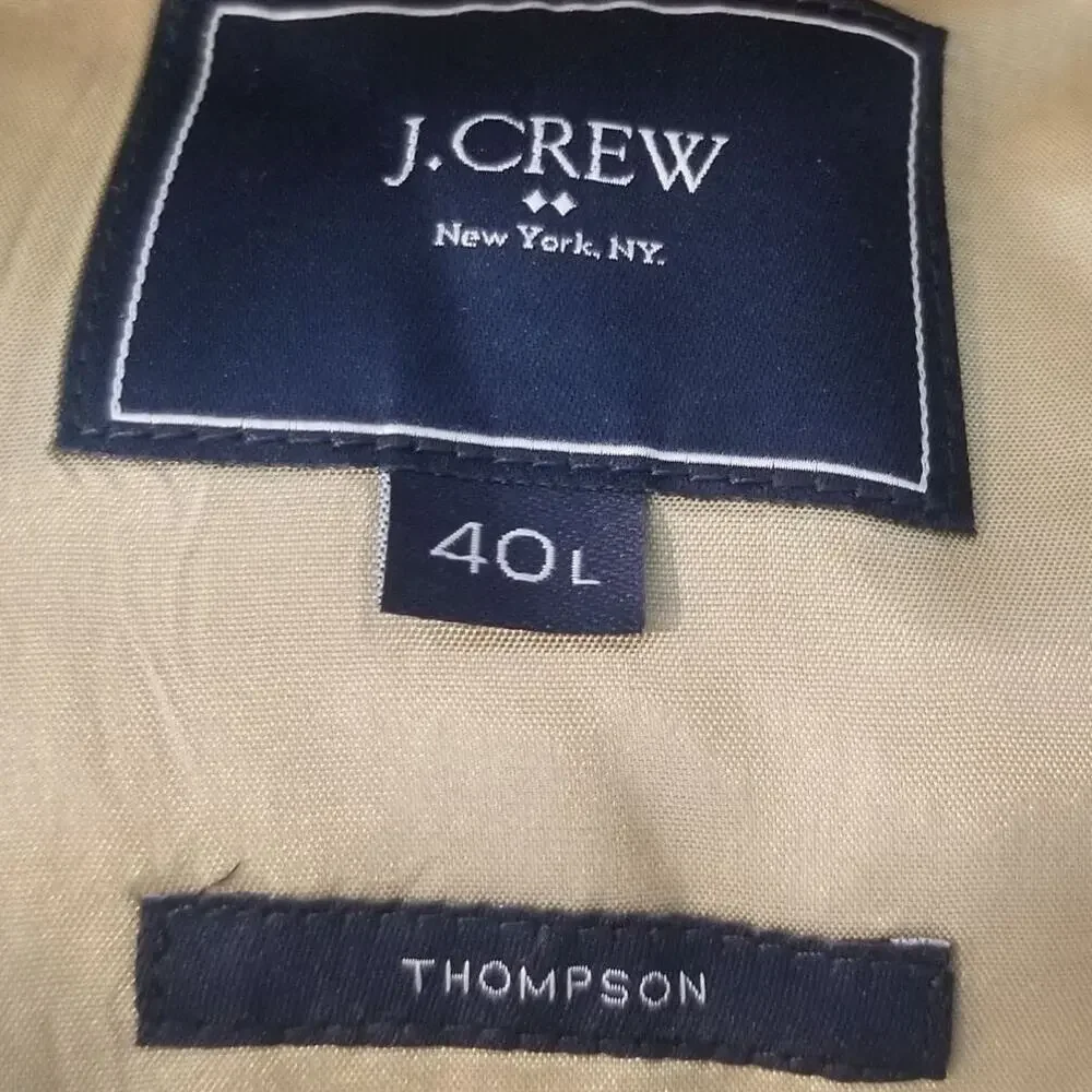 J. Crew Mens Thompson Blazer Size 40 L Tan Cotton Suit Jacket Wedding Guest